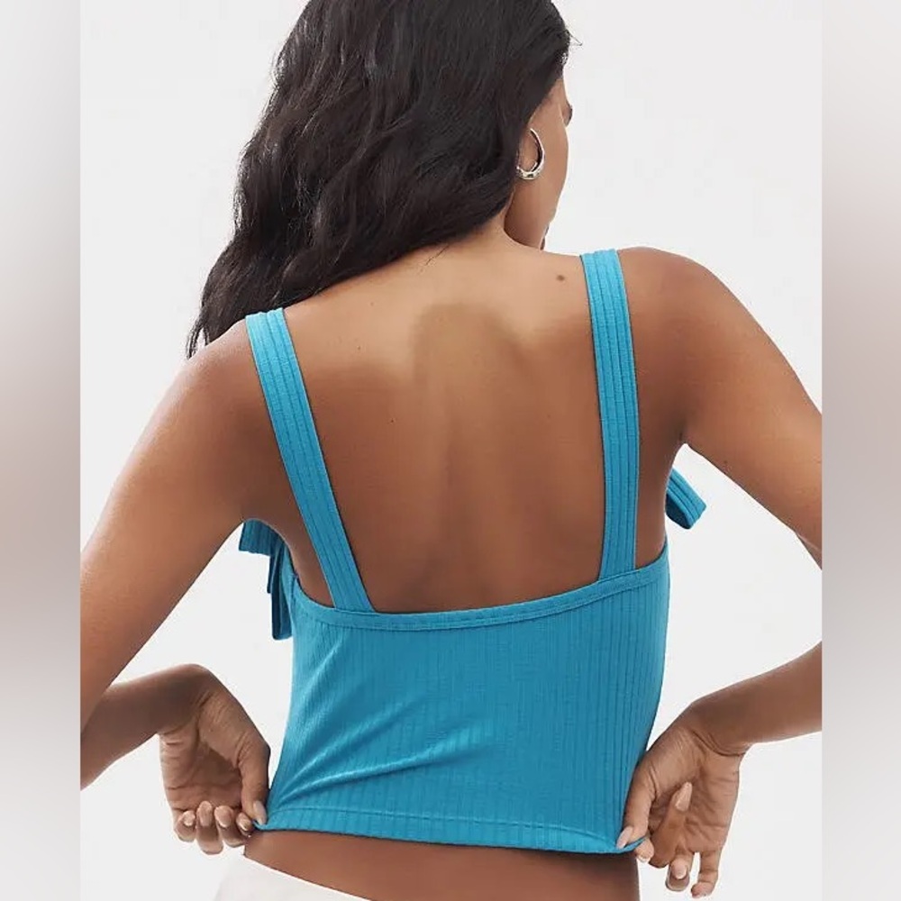 NWT ANTHROPOLOGIE 
Ribbed Bow Knit Tank Top - Blue size XL - Picture 3 of 12